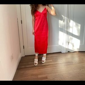 Zara satin red bold dress